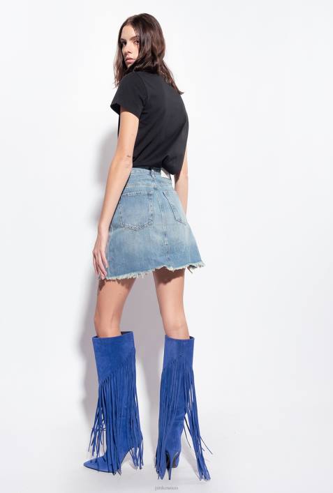 Miniröcke | Pinko Mittlere Vintage-Waschung Denim-Minirock mit SchnürdetailZ4ZP915