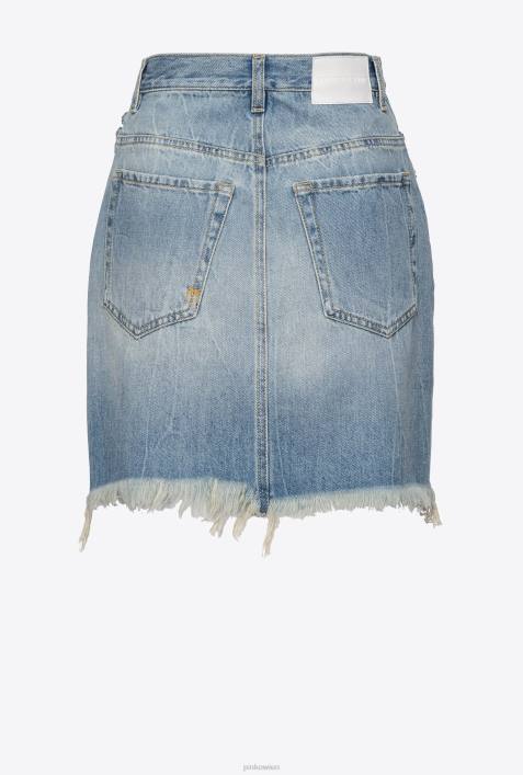 Miniröcke | Pinko Mittlere Vintage-Waschung Denim-Minirock mit SchnürdetailZ4ZP915