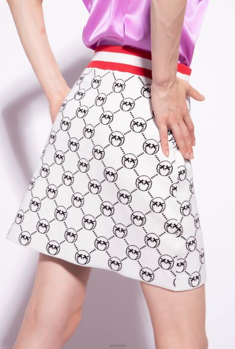 Miniröcke | Pinko multi. weiß/schwarz/rot Minirock aus Monogramm-JacquardZ4ZP829