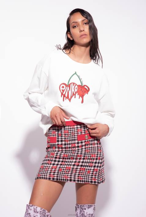Miniröcke | Pinko schwarz/weiß/rot Love Birds-Jacquard-MinirockZ4ZP794