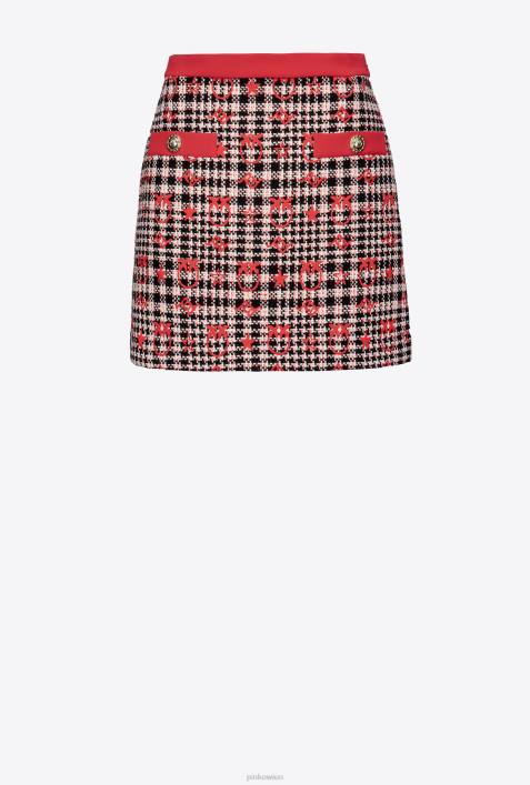 Miniröcke | Pinko schwarz/weiß/rot Love Birds-Jacquard-MinirockZ4ZP794