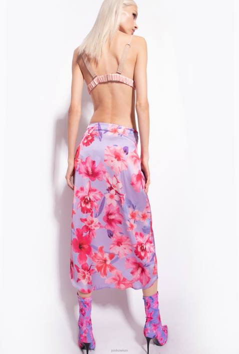 Röcke bis zur Wadenmitte | Pinko Flieder/Hellrosa/Fuchsia Midirock mit BlumenprintZ4ZP908