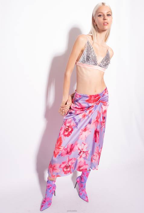 Röcke bis zur Wadenmitte | Pinko Flieder/Hellrosa/Fuchsia Midirock mit BlumenprintZ4ZP908