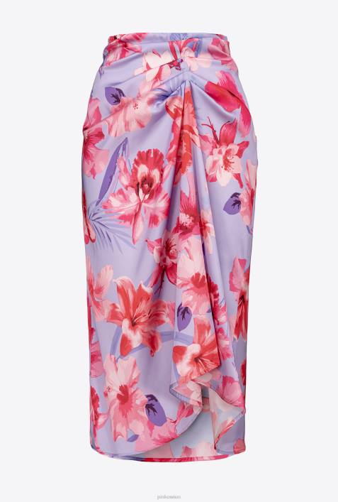 Röcke bis zur Wadenmitte | Pinko Flieder/Hellrosa/Fuchsia Midirock mit BlumenprintZ4ZP908