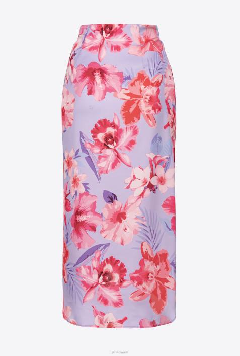 Röcke bis zur Wadenmitte | Pinko Flieder/Hellrosa/Fuchsia Midirock mit BlumenprintZ4ZP908