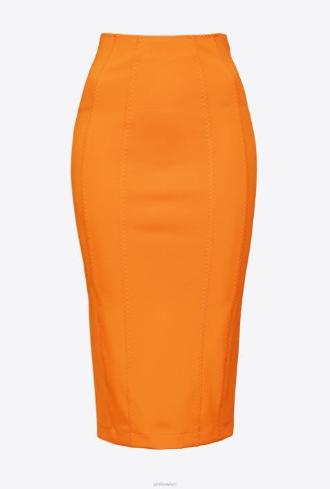 Röcke bis zur Wadenmitte | Pinko leuchtend orange Wadenlanger Rock mit SchlitzZ4ZP907