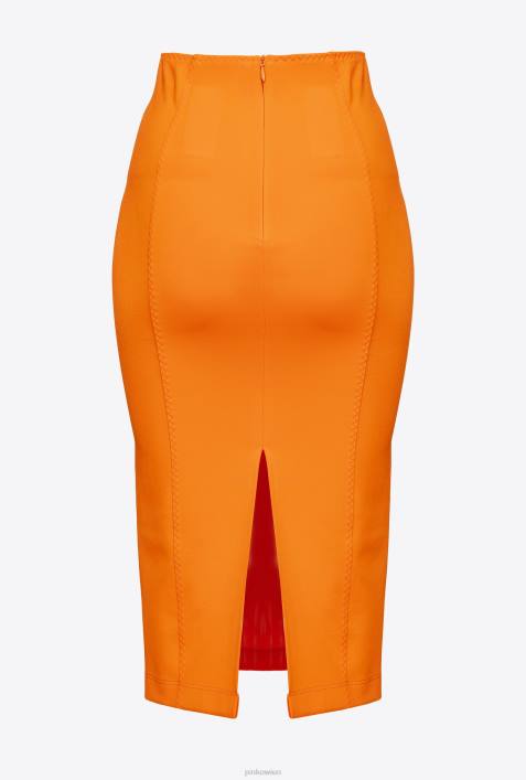 Röcke bis zur Wadenmitte | Pinko leuchtend orange Wadenlanger Rock mit SchlitzZ4ZP907