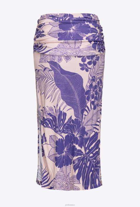 Röcke bis zur Wadenmitte | Pinko nackt/lila Midirock mit BlumenprintZ4ZP801