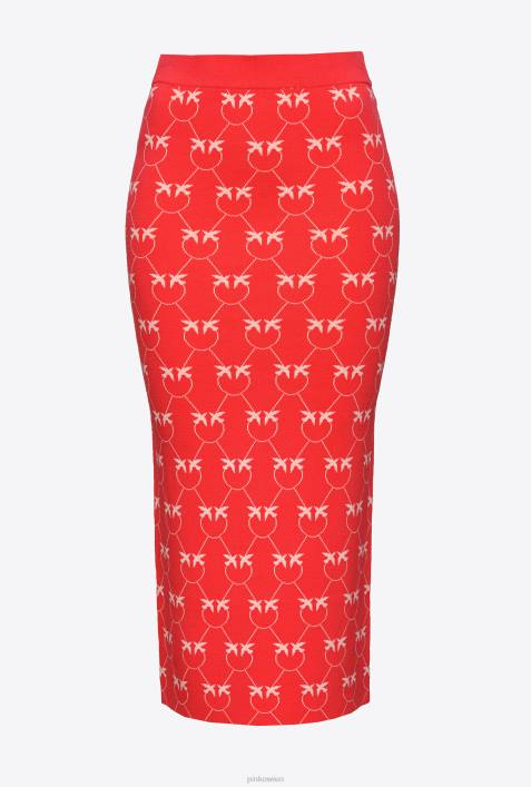 Röcke bis zur Wadenmitte | Pinko rot Rosa Wadenlanger Rock aus Monogramm-JacquardZ4ZP825