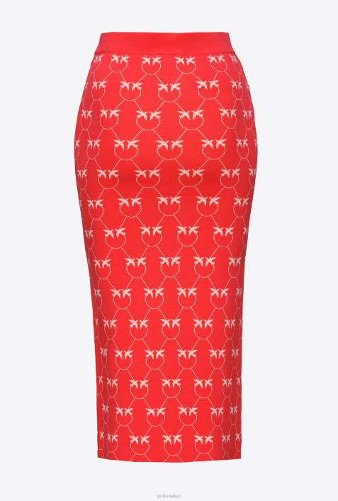Röcke bis zur Wadenmitte | Pinko rot Rosa Wadenlanger Rock aus Monogramm-JacquardZ4ZP825