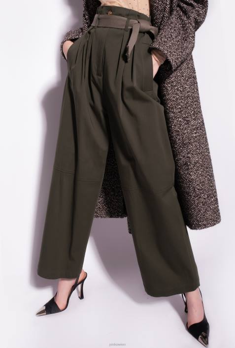 Freizeithosen | Pinko Armeegrün Hose mit weitem Bein und GürtelZ4ZP784