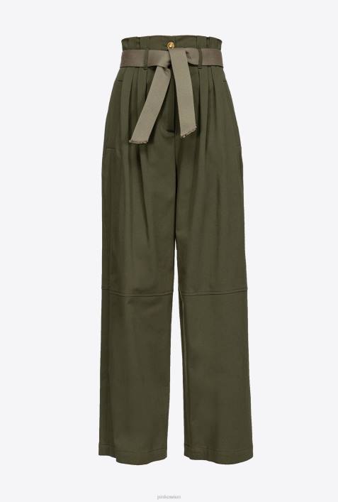 Freizeithosen | Pinko Armeegrün Hose mit weitem Bein und GürtelZ4ZP784