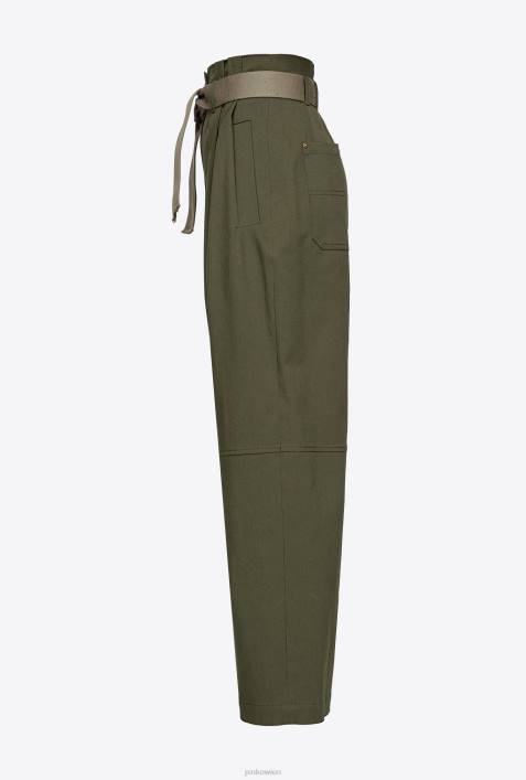 Freizeithosen | Pinko Armeegrün Hose mit weitem Bein und GürtelZ4ZP784