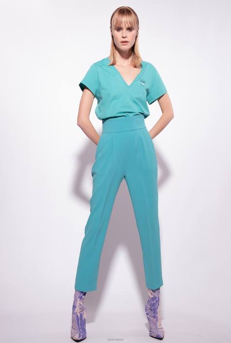 Freizeithosen | Pinko Blau Hose aus Stretch-Crêpe mit hohem BundZ4ZP746