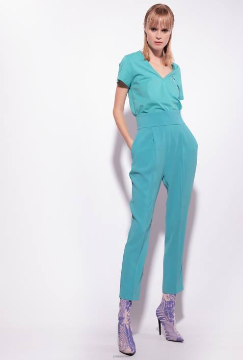 Freizeithosen | Pinko Blau Hose aus Stretch-Crêpe mit hohem BundZ4ZP746