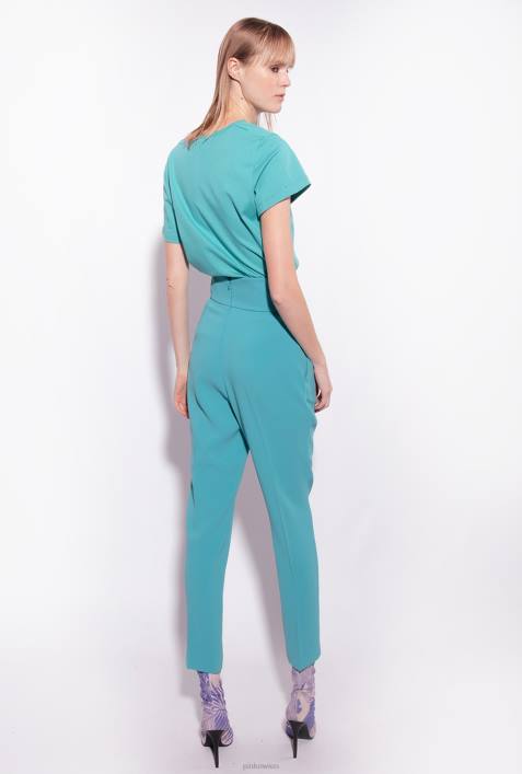 Freizeithosen | Pinko Blau Hose aus Stretch-Crêpe mit hohem BundZ4ZP746