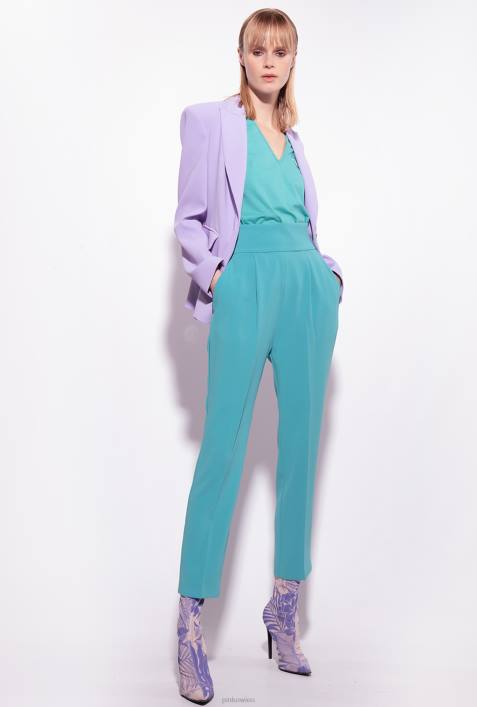 Freizeithosen | Pinko Blau Hose aus Stretch-Crêpe mit hohem BundZ4ZP746