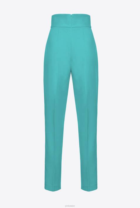 Freizeithosen | Pinko Blau Hose aus Stretch-Crêpe mit hohem BundZ4ZP746