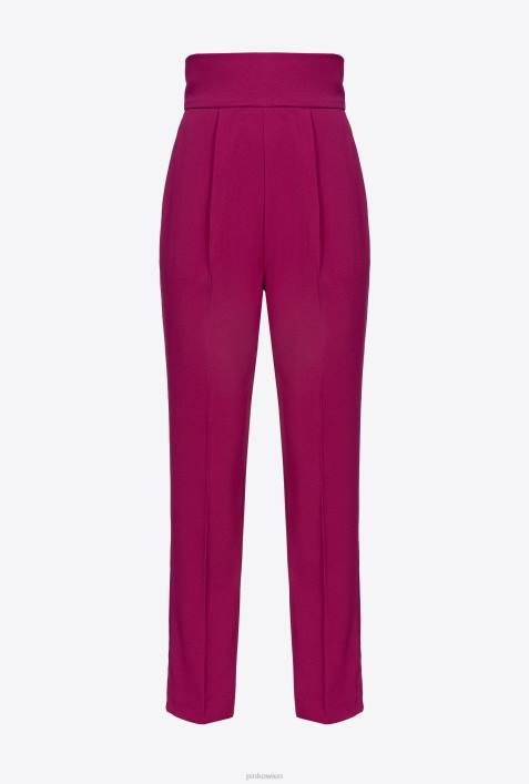 Freizeithosen | Pinko Bougainvillea lila Hose aus Stretch-Crêpe mit hohem BundZ4ZP747