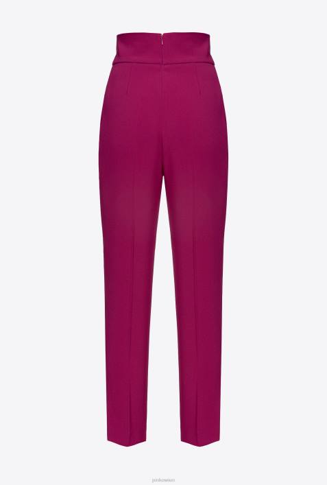 Freizeithosen | Pinko Bougainvillea lila Hose aus Stretch-Crêpe mit hohem BundZ4ZP747