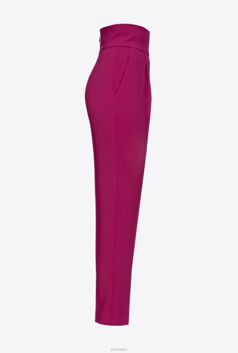 Freizeithosen | Pinko Bougainvillea lila Hose aus Stretch-Crêpe mit hohem BundZ4ZP747