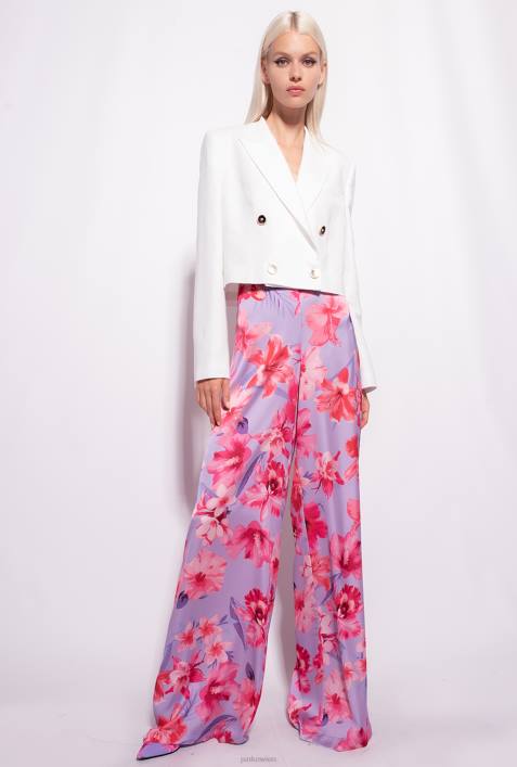 Freizeithosen | Pinko Flieder/Hellrosa/Fuchsia Hose mit weitem Bein und BlumendruckZ4ZP650