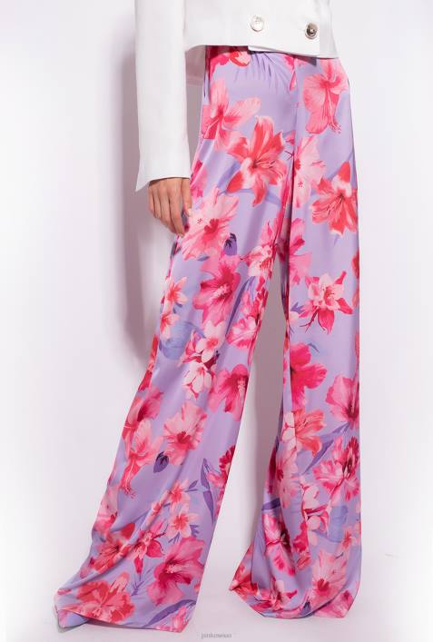 Freizeithosen | Pinko Flieder/Hellrosa/Fuchsia Hose mit weitem Bein und BlumendruckZ4ZP650
