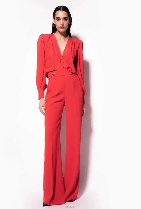 Freizeithosen | Pinko Formel1 rot Hose mit goldenen KnöpfenZ4ZP661