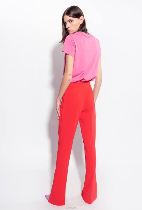 Freizeithosen | Pinko Formel1 rot Slim-Fit-Hose mit geschlitztem SaumZ4ZP725