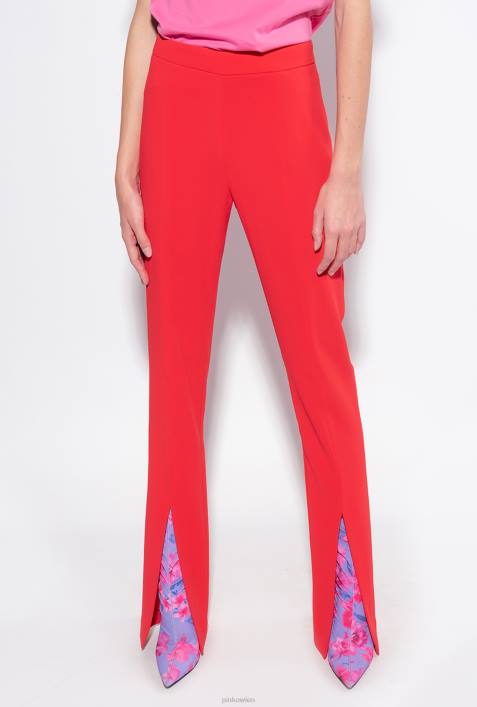 Freizeithosen | Pinko Formel1 rot Slim-Fit-Hose mit geschlitztem SaumZ4ZP725