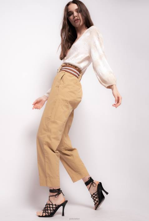 Freizeithosen | Pinko Gelb Braun Hose mit gestreiftem GürtelZ4ZP775