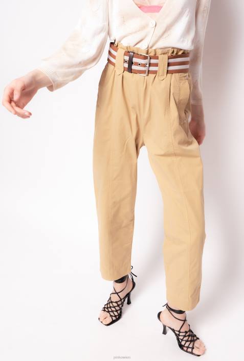 Freizeithosen | Pinko Gelb Braun Hose mit gestreiftem GürtelZ4ZP775