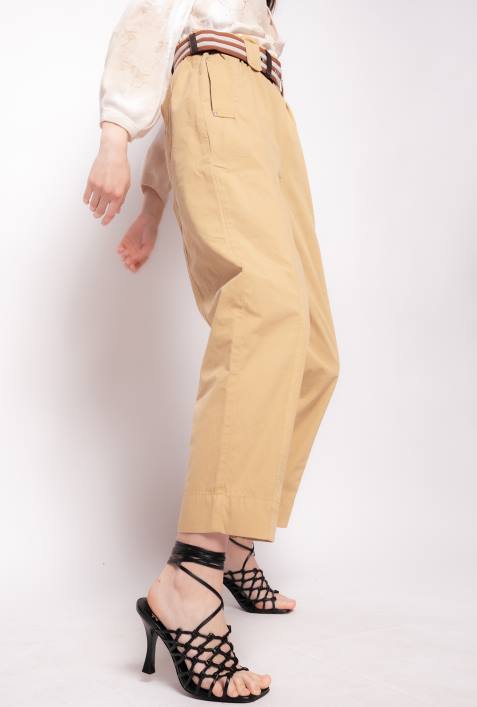 Freizeithosen | Pinko Gelb Braun Hose mit gestreiftem GürtelZ4ZP775