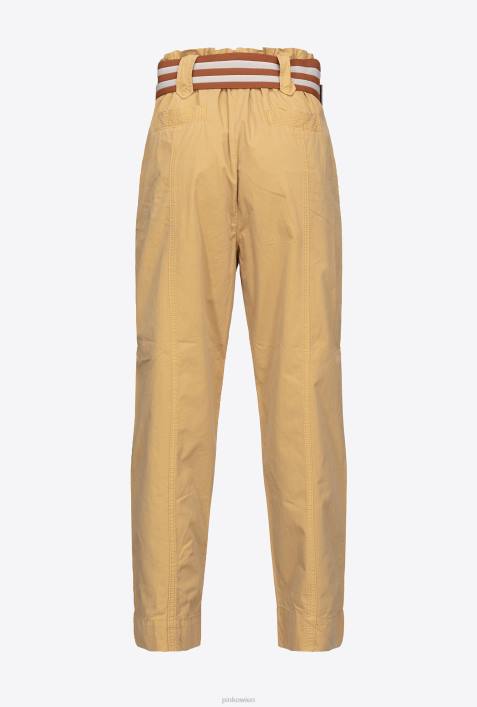 Freizeithosen | Pinko Gelb Braun Hose mit gestreiftem GürtelZ4ZP775