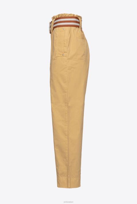 Freizeithosen | Pinko Gelb Braun Hose mit gestreiftem GürtelZ4ZP775