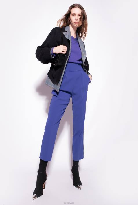 Freizeithosen | Pinko Gespenstblau Hose aus Stretch-Crêpe mit hohem BundZ4ZP743