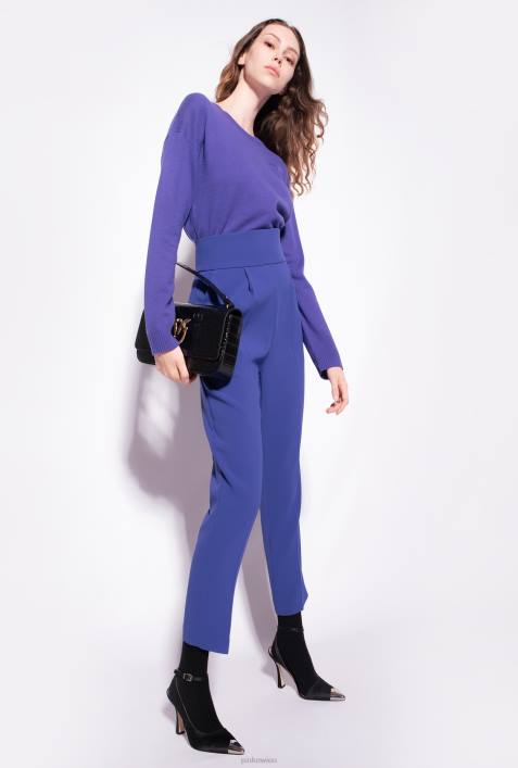 Freizeithosen | Pinko Gespenstblau Hose aus Stretch-Crêpe mit hohem BundZ4ZP743