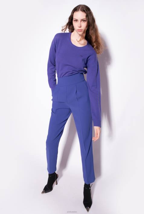 Freizeithosen | Pinko Gespenstblau Hose aus Stretch-Crêpe mit hohem BundZ4ZP743