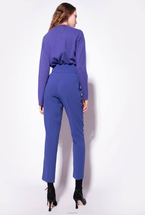 Freizeithosen | Pinko Gespenstblau Hose aus Stretch-Crêpe mit hohem BundZ4ZP743