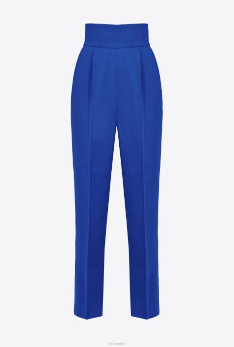 Freizeithosen | Pinko Gespenstblau Hose aus Stretch-Crêpe mit hohem BundZ4ZP743
