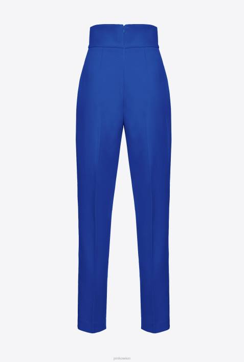 Freizeithosen | Pinko Gespenstblau Hose aus Stretch-Crêpe mit hohem BundZ4ZP743