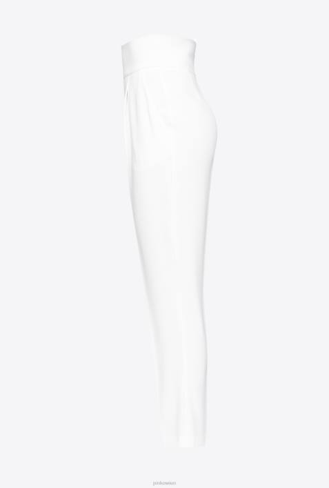 Freizeithosen | Pinko Knoblauch weiß Hose aus Stretch-Crêpe mit hohem BundZ4ZP742