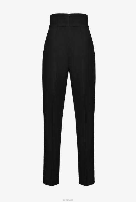 Freizeithosen | Pinko Limousine schwarz Hose aus Stretch-Crêpe mit hohem BundZ4ZP744