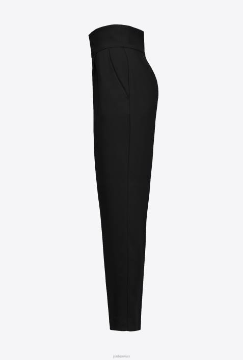 Freizeithosen | Pinko Limousine schwarz Hose aus Stretch-Crêpe mit hohem BundZ4ZP744