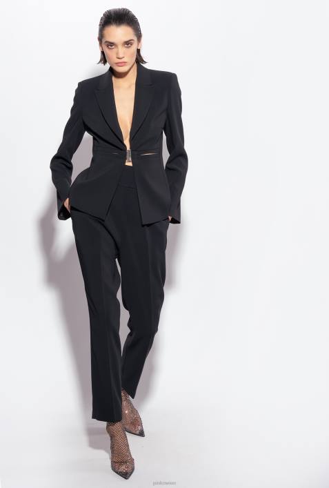 Freizeithosen | Pinko Limousine schwarz Hose aus Stretch-Crêpe mit hohem BundZ4ZP745