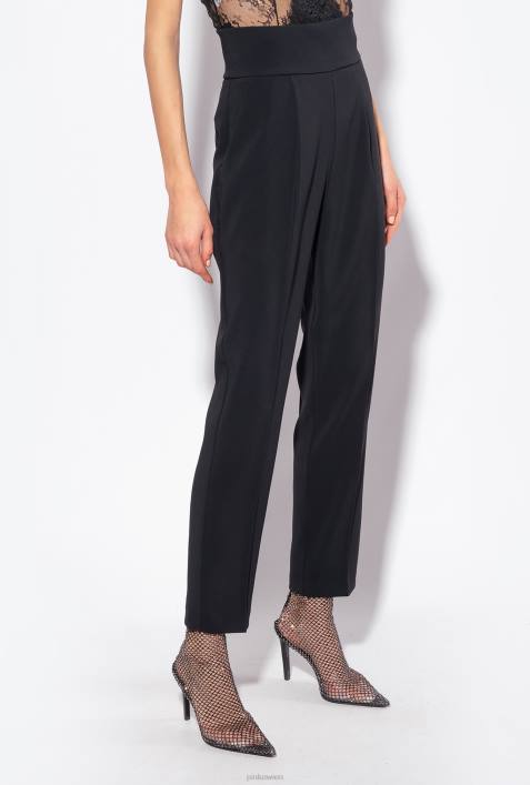 Freizeithosen | Pinko Limousine schwarz Hose aus Stretch-Crêpe mit hohem BundZ4ZP745