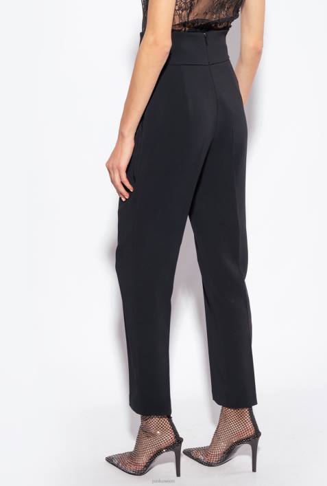 Freizeithosen | Pinko Limousine schwarz Hose aus Stretch-Crêpe mit hohem BundZ4ZP745
