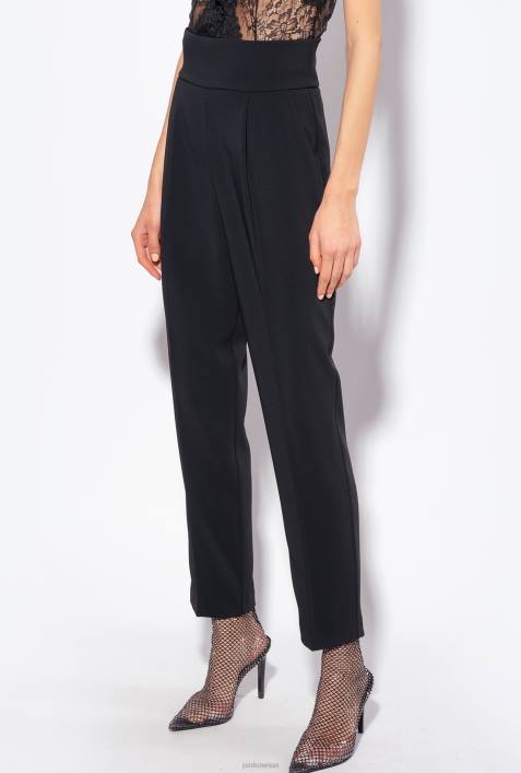 Freizeithosen | Pinko Limousine schwarz Hose aus Stretch-Crêpe mit hohem BundZ4ZP745
