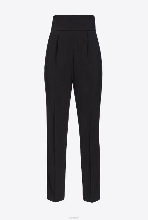 Freizeithosen | Pinko Limousine schwarz Hose aus Stretch-Crêpe mit hohem BundZ4ZP745