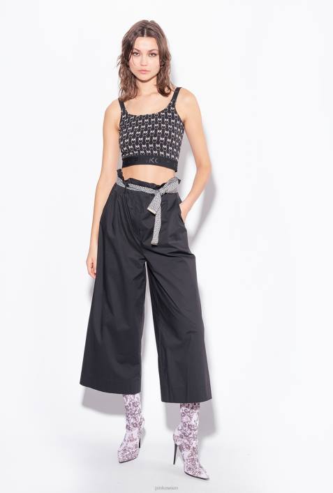 Freizeithosen | Pinko Limousine schwarz Hose mit weitem Bein und GürtelZ4ZP766